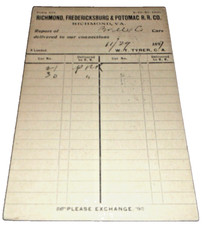 NOVEMBER 1897 RF&P RICHMOND FREDERICKSBURG & POTOMAC FREIGHT CARS INTERCHANGED picture