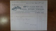 1889 Marysville Yuba CA P. George Guns Rifles & Pistols Fishing Tackle Billhead picture