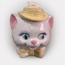 Vintage 1950'S Metlox Pottery Ceramic Lady Cat Head Cookie Jar -READ- picture