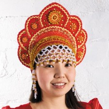 Red Kokoshnik Traditional Russian Folk Costume Headdress Кокошник KIDS / ADULTS picture