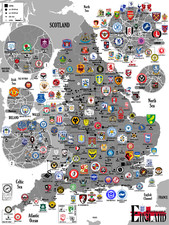ENGLAND Football Clubs Map. Poster. Cartography. (30 x 40 cm) picture
