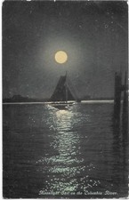 Moonlight Sail Columbia River Novelty Postcard Patton 1912 Portland Ore picture