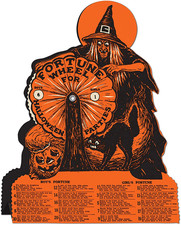 Vintage Halloween Witch Fortune Wheel Game Cardstock Decoration picture
