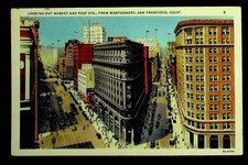 Market & Post Street San Francisco CA Linen Postcard -AA-146 picture