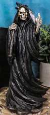 The Night Watchman Grim Reaper With Scythe Flipping Off Middle Finger Statue picture