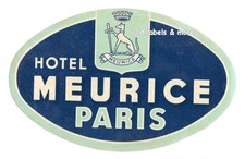 x2828 Hotel Meurice PARIS luggage label suitcase sticker picture