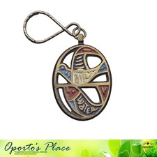 Vintage 1971 Ecology Designs Water Air Bird And Fish Israel Brass Keychain  picture