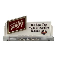 VTG 1940s 1949 Schlitz On Tap In Bottles Back Bar Counter Display Beer Sign picture