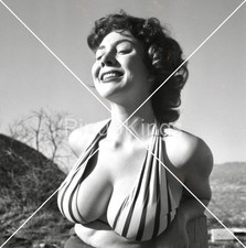VERY RARE  1957  Vintage  2.25 b/w Negative Tranaparency Busty Art Meg Myles 2 picture