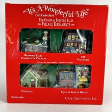 Vtg IT'S A WONDERFUL LIFE Christmas Gift BEDFORD FALLS Village Ornaments #1606 picture