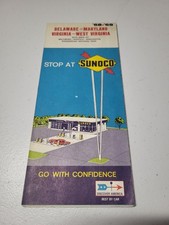 Vintage Sunoco Delaware, Maryland, Virginia, West Virginia Fold Out Map 1968-69 picture