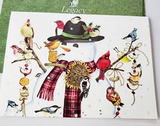 Vintage Christmas Card Bonnie Heppe Fisher Legacy Snowman Winter Birds  picture
