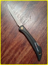 Vintage Eka Normark Lockback Folding Fillet Knife Sweden Black Handle 5-11 Inch picture