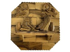 VTG 60’s MCM Carved Wood Man Shining Mans Shoes Market Town Wall Diorama 3D 9X8 picture