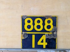 Vintage Double-Sided Porcelain Enamel Railway Mast Sign Board Number Track picture