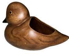 Duck Planter Vintage Ceramic Brown Drip Glaze Pottery picture