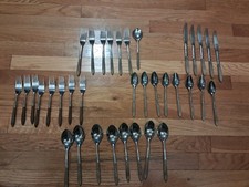 VTG 36 Piece Ekco Eterna EKS5 Stainless Steel/Brown Composite-bonus Sugar Spoon picture