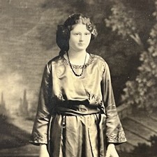 Antique RPPC Real Postcard Beautiful Young Woman Holding Rolled Paper ID Dekens picture
