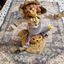 Vintage Scarecrow Byron Molds Pumpkin  Lamp Halloween Fall Ceramic 12