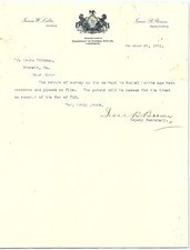 1901 PA Dept. Internal Affairs Letter re: Land Patent picture