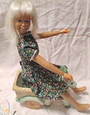 Vintage Ceramic Hand Painted Cart Pulled by Green Donkey Japan Planter MCM picture