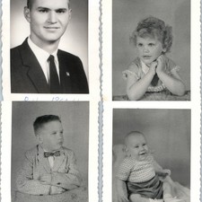 x4 LOT c1940s-60s Family Portrait Snapshot Photos Young Man Girl Boy Baby Vtg picture