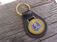 CLASSIC SAAB ANTIQUE GOLD LEATHER KEY FOB NOS Hi-QUALITY CLASSY KEY HOLDER picture