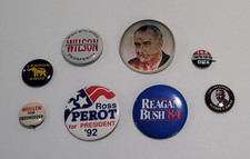 Antique & Vintage POLITICAL CAMPAIGN BUTTON LOT - Wilson, Ike, LBJ, Reagan + picture