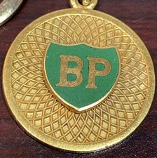 Vintage Bp Gasoline Keychain Gas Oil Station Plastic Can Shield picture