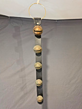 Antique Graduated Brass Sleigh Bells No. 5-9 on Leather Strap 20