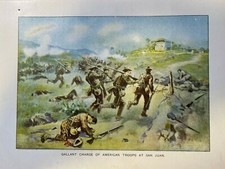 1899 Vintage Magazine Illustration Charge of American Troops at San Juan picture