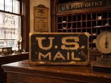 Amazing 1900s US Mail Tin Sign- Smaltz Paint Early Sign Never Seen Another One- picture