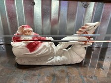 RARE Antique 1930s Paper Mache Santa Sleigh Reindeer Christmas Vintage picture