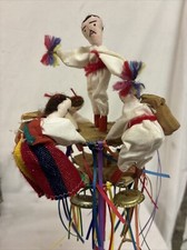 Vintage folk art childs toy tribal dancing people music 19” H picture