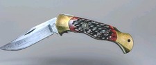 Vintage Hen & Rooster 381-RPB Cougar Lockback Pocket Knife Bertram Cutlery Red picture