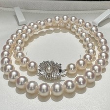 Vintage TASAKI Akoya Pearl Necklace 7-7.5mm 40cm Silver Clasp Japan picture