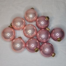 Vintage Pink/Mauve Glass Christmas Ornaments Lot of 10 - 5 West Germany, 5 Krebs picture