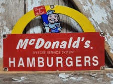 VINTAGE MCDONALDS PORCELAIN SIGN OLD FAST FOOD RESTAURANT HAMBURGERS SPEEDEE FRY picture