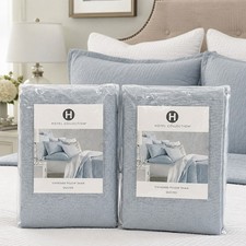 Hotel Collection Petal Standard Pillow Shams Set 2 Quilted Blue Cotton Macys NWT picture
