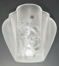 1980s Art Deco Mario Cioni Crystal Woman Vase frost signed/etched by the artist picture