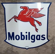 MobilGas Porcelain Enamel Heavy Metal Sign Variation Double Side picture