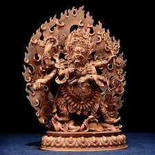 12cm Red Copper Carving Six-arm Mahakala Buddha Statue Tibet Buddhism Vairocana picture