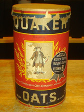 Vintage 1930's Large Quaker Oats Cardboard Advertising Canister / Container picture