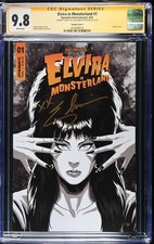 Elvira In Monsterland #1 1:10 Baal Virgin B&W CGC 9.8 SIGNED Cassandra Peterson picture