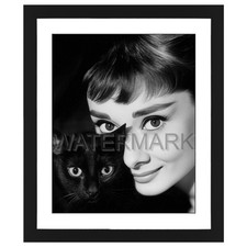 AUDREY HEPBURN PHOTO w/ CAT ORIG. ARTWORK - 16