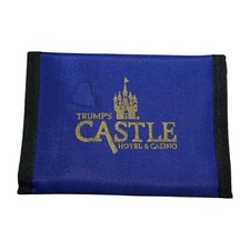 Vintage Trump’s Castle Atlantic City Casino Blue Nylon Tri-Fold Wallet READ picture