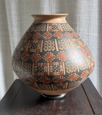 Vintage Mata Ortiz Pottery Jar Vase Pot SIGNED Miguel Bugarini 9” Clay Geometric picture