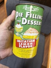 Vintage Rawleigh's Pie Filling & Dessert One Pound Tin Imitation lemon flavor. picture
