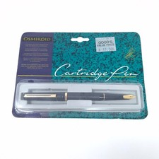 Vintage Osmiroid Cartridge Fountain Pen Medium Black with Gold Trim - New picture