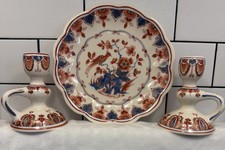 3pc Royal Delft De Porceleyne Fles Pijnacker Plate & Chambersticks Candlesticks picture